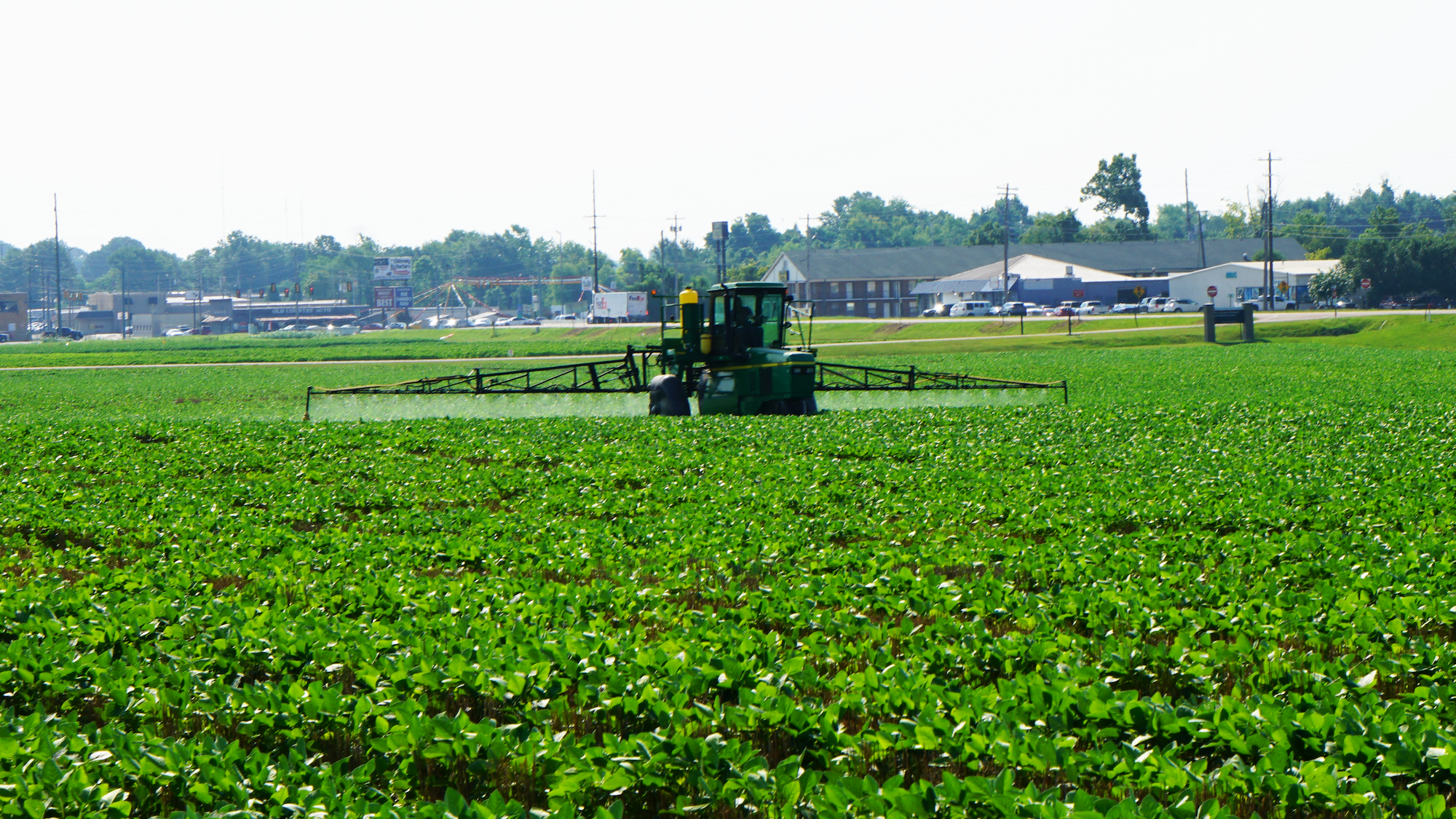 Pesticides being applied to a no-till agriculture crop.